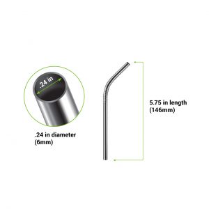 5.75" bent stainless steel straw diagram