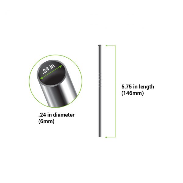 5.75" straight stainless steel straw diagram